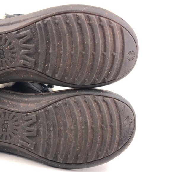 UGG Akadia Black Leather Winter Ankle Boots 6 - Picture 11 of 12